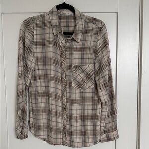 Neutral Plaid Button-Up Shirt